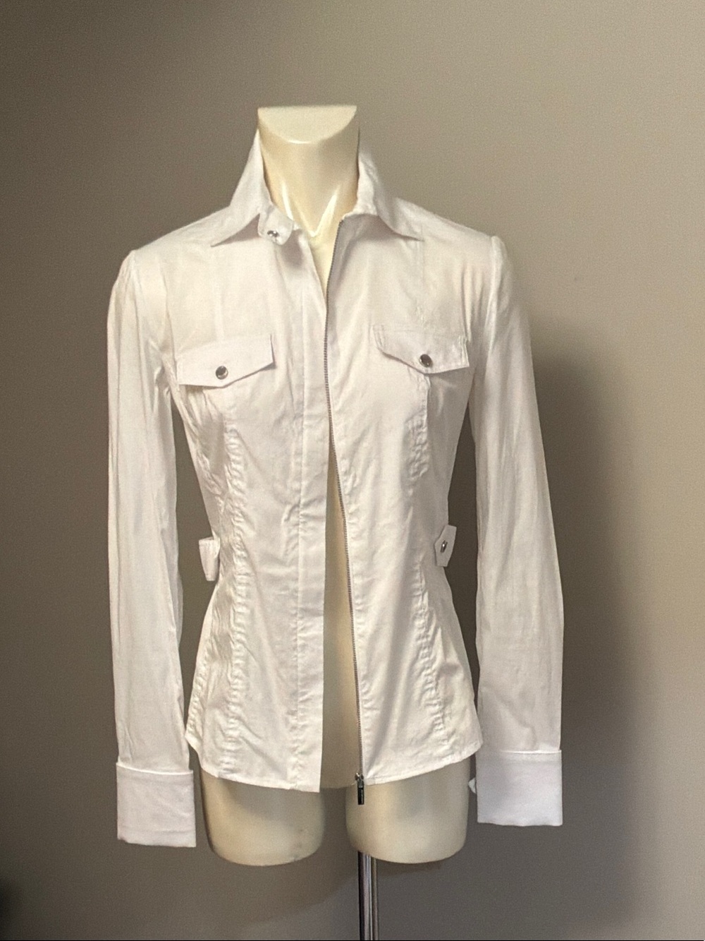 Tailored White Button-Down Shirt Jacket